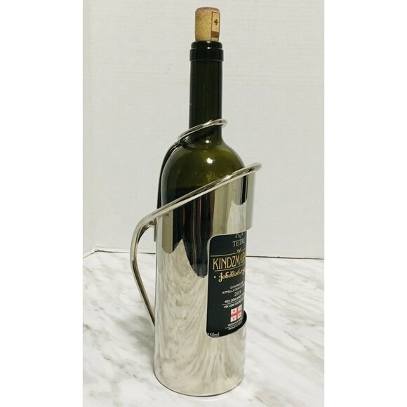 HBC EP Brass Wine Holder With Stopper Collar Set Modern Design Standard Bottle - Picture 2 of 8